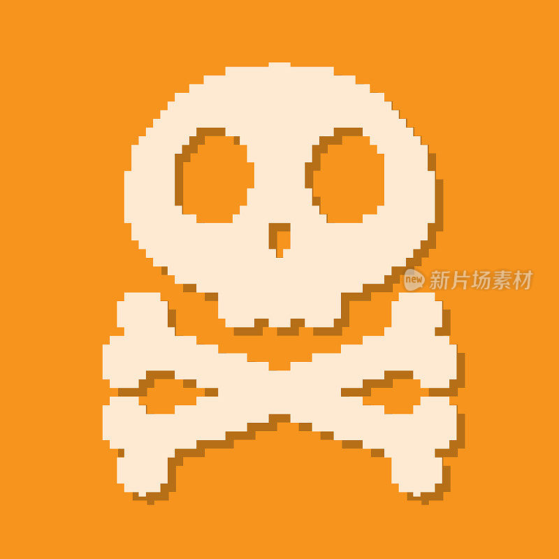Pixel art design of Skull and Cross bone. Vector illustration